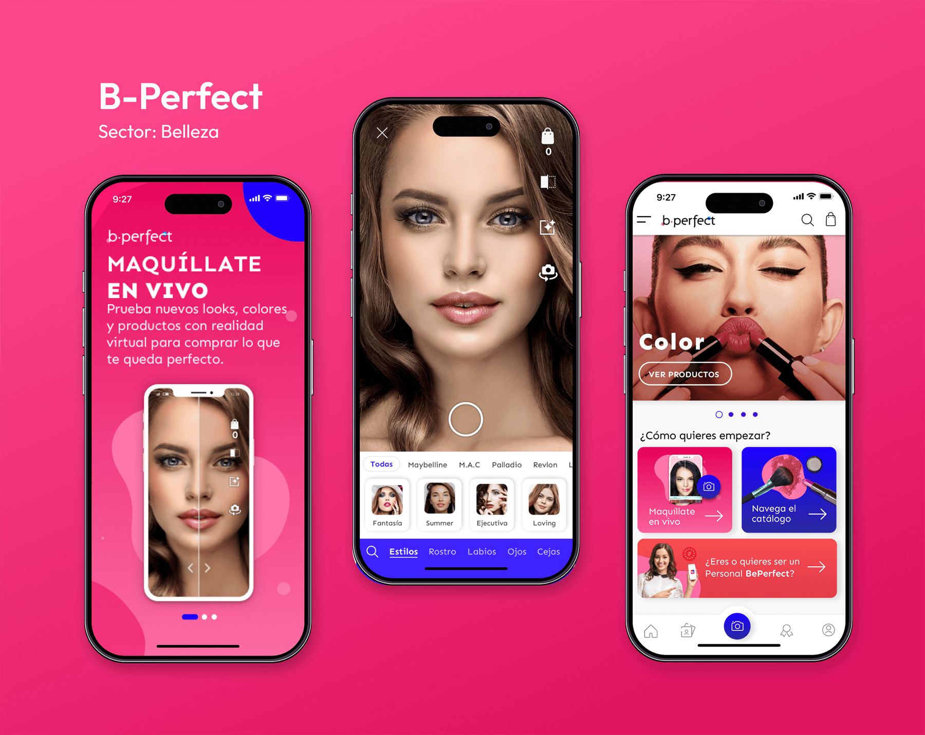 UX/UI Design for B-Perfect Augmented Reality Beauty App