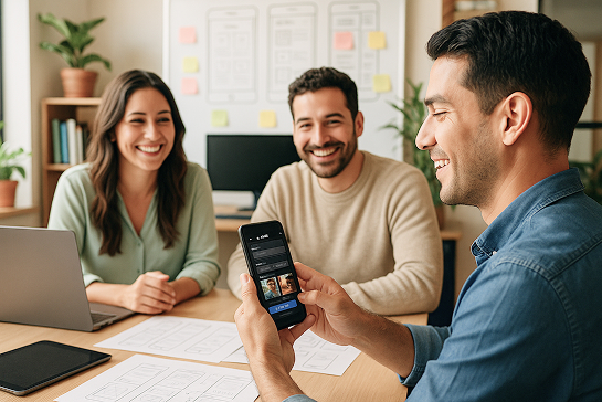 Visual highlighting UX agency services in Latin America, focused on redesign, adoption, conversion, accessibility, and AI integration.